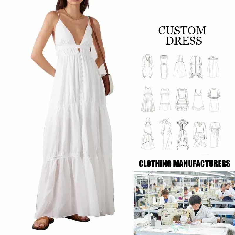 Vestido casual de camadas longas em camadas v