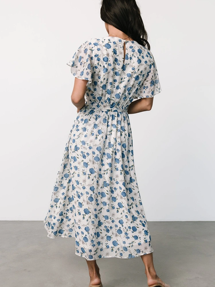 Floral Print Midi A-Line Dress
